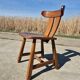 Brutalist set solid oak round dining table 4 chairs Depuydt Belgium