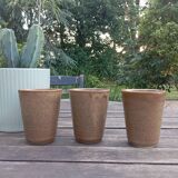 Trio of Digoin grespot stoneware cups / mugs, vintage