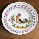 Old decorative plate Quimper France style ceramic vintage rooster design