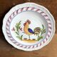 Old decorative plate Quimper France style ceramic vintage rooster design