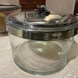 Crystal and silver-plated biscuit jar