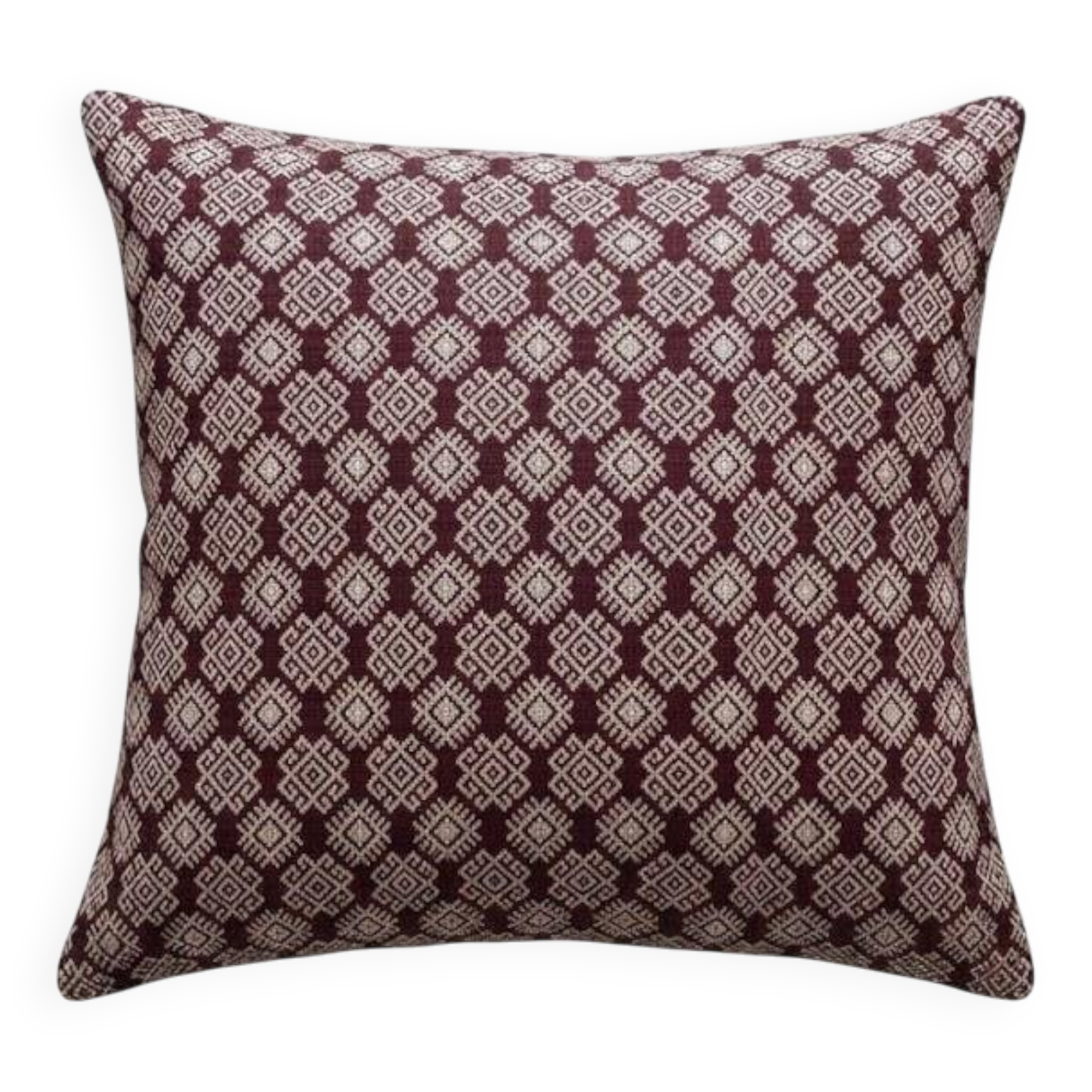 Burgundy and beige Kachin cushion cover (RIDA)
