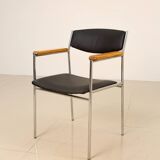 Leather and wood armchair by Gijs van der Sluis 80's
