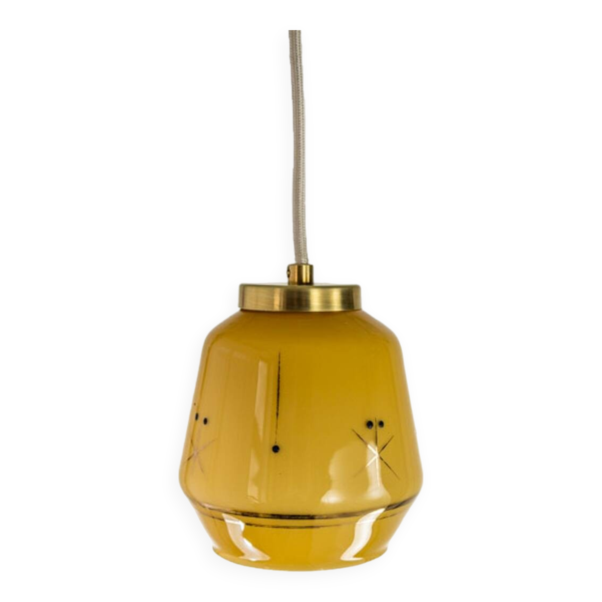 Petite lampe à suspension EVA * Art déco * Lampe suspendue MCM * Plafonnier vintage recâblé * Yougoslavie