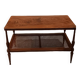 Coffee table / side table in mahogany with a rattan shelf.
