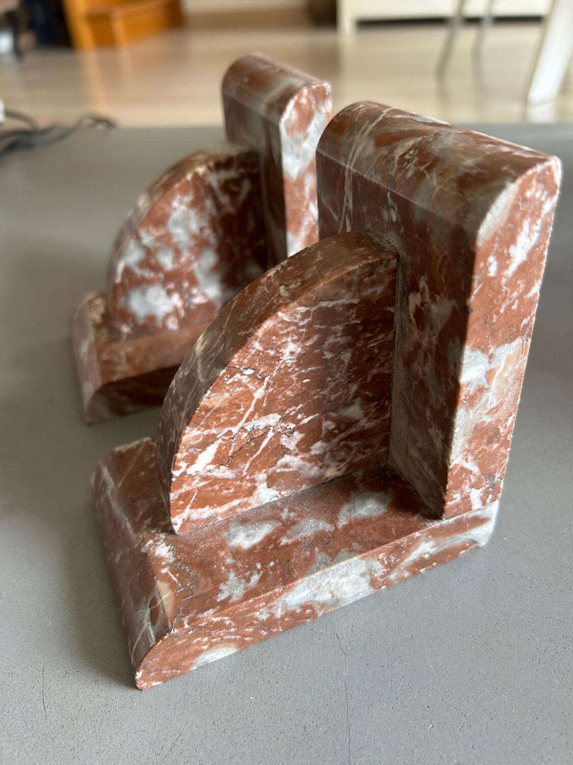 Pair of art deco marble book ends