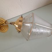 Lantern pendant four sides frosted glass and gold metal art deco / art nouveau