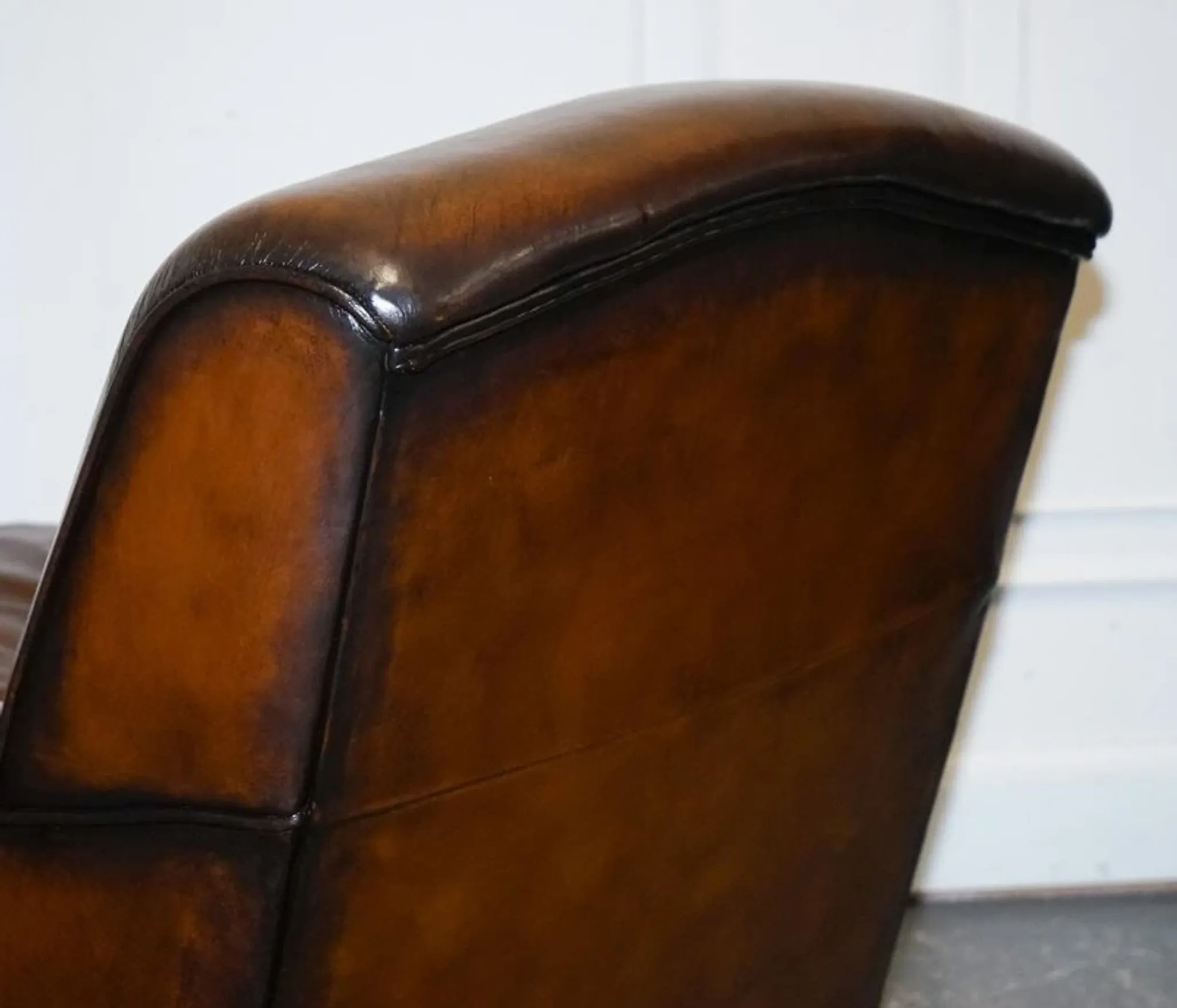 Set of Hand-Dyed Leather Cigar Chairs