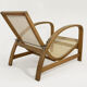 Fauteuil Jindrich Halabala en bois et canne, années 1930