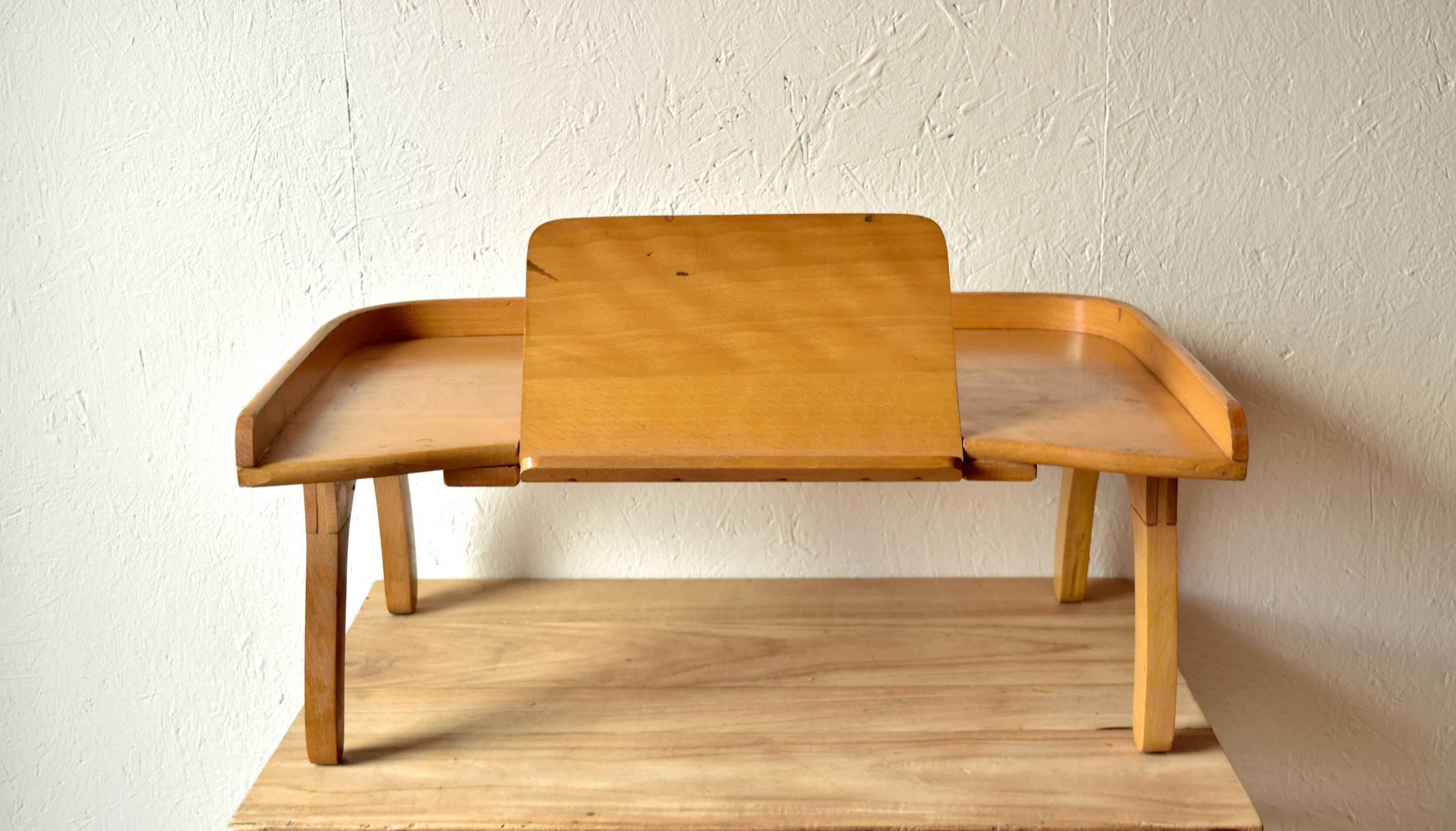 Torck - vintage wooden bed tray with reading tablet - made in belgium - 1950s