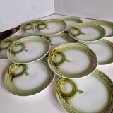 Set of 12 fish plates from the Moulin des Loups factory in Orchies