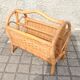 Magazine basket in vintage rattan and bamboo - heart pattern