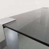 Vintage Italian coffee table Cidue in smoked glass and chrome metal from the 70s