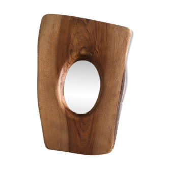 Mirror free form Walnut solid wood 70s 30x45cm