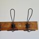 Antique wooden wall coat rack with metal hooks L200