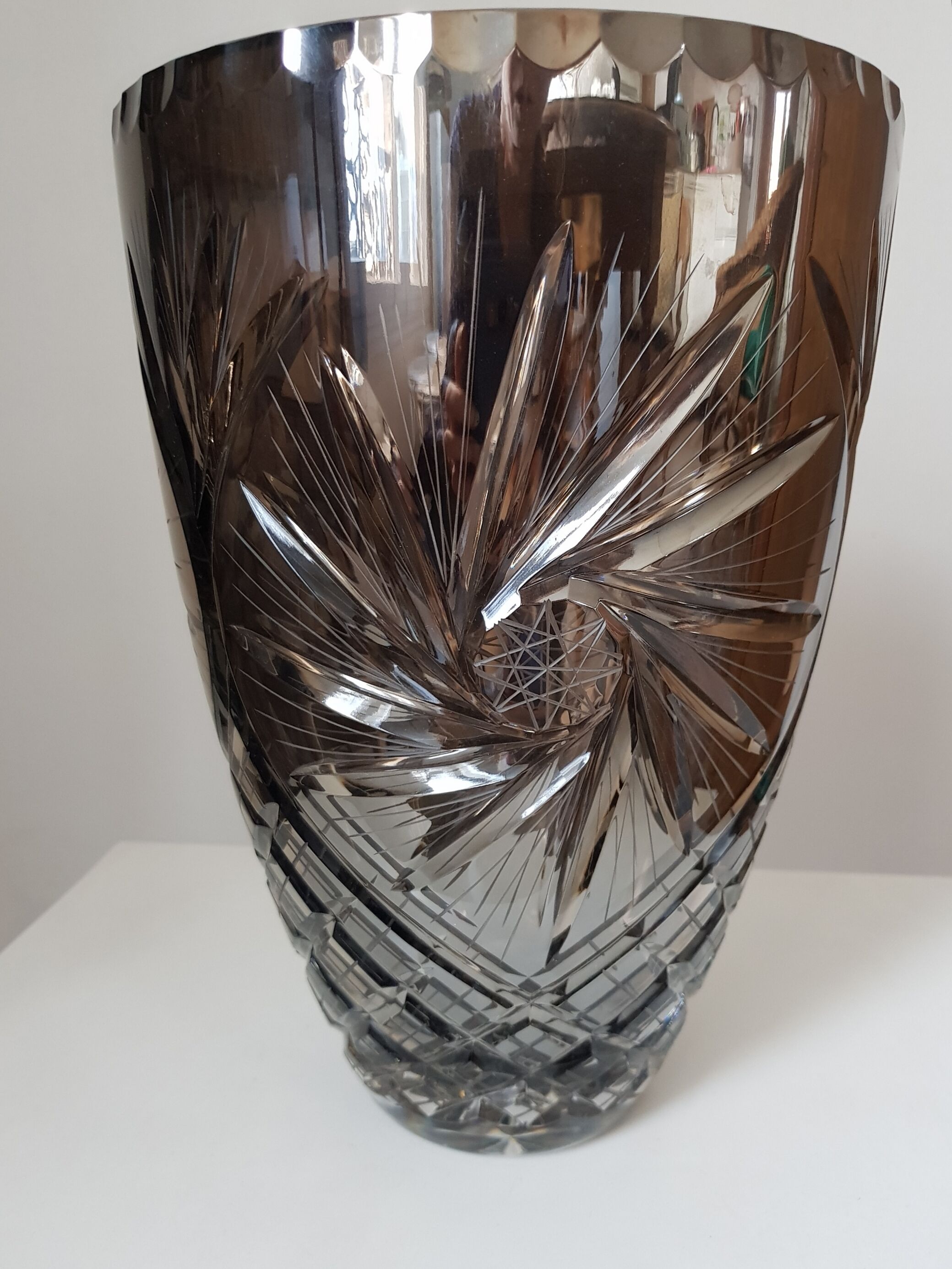 Vase en cristal dégradé argenté