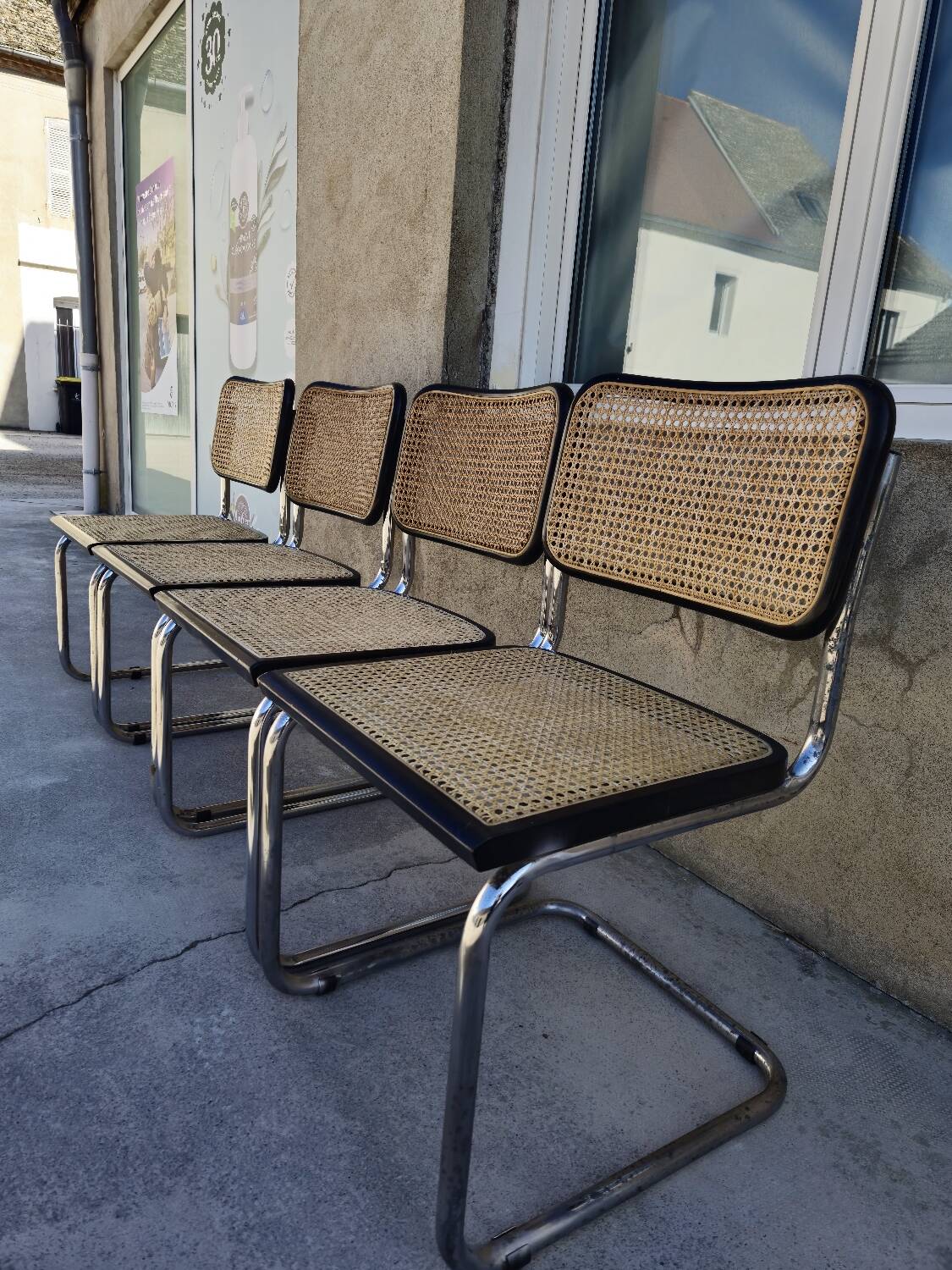 Set of 4 Marcel Breuer chairs model B32 in cane