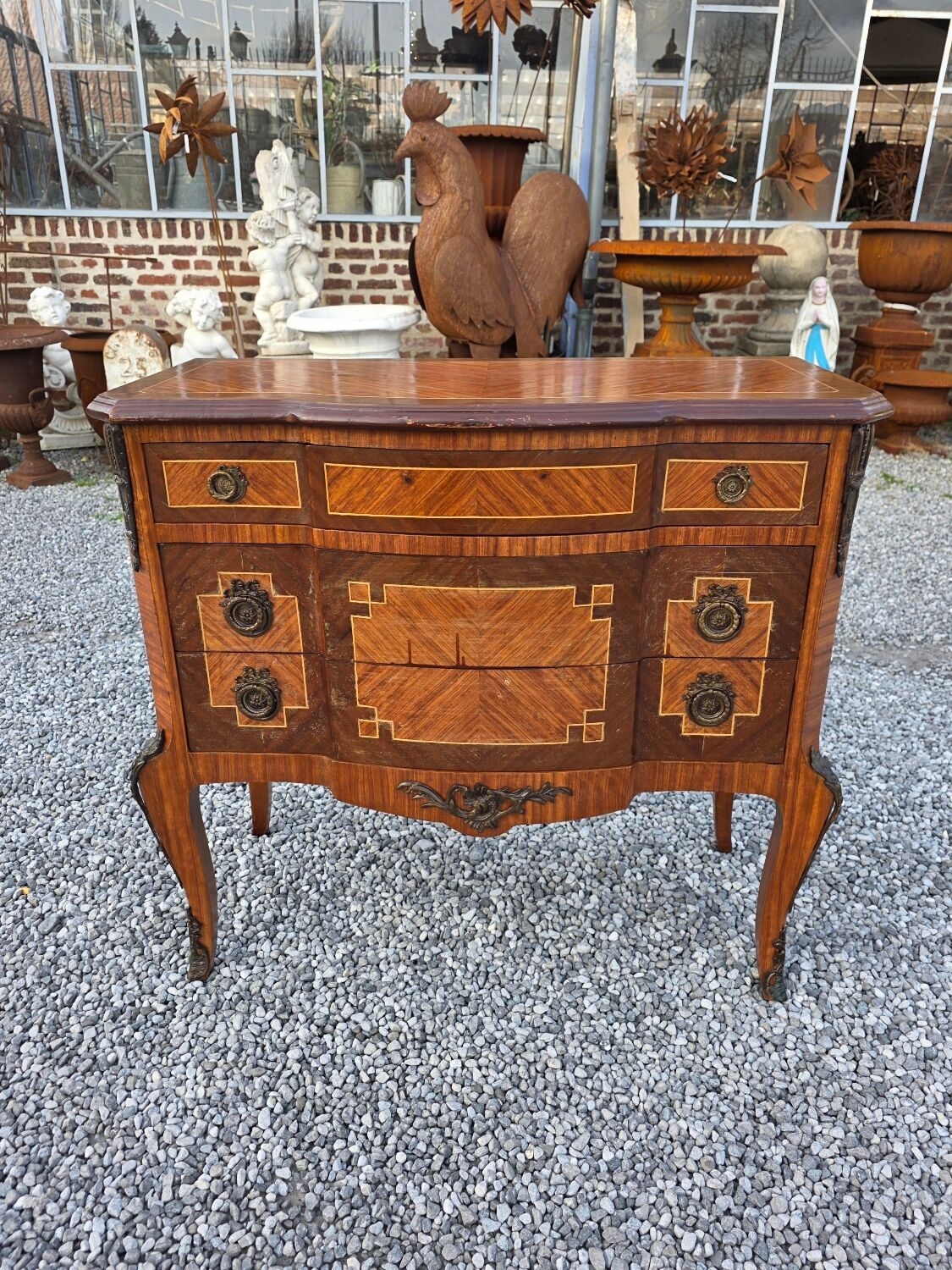 Commode transition in marquetry, Louis XV style, early 20th century.