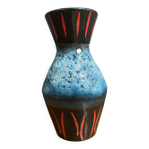 West Germany vase by Scheurich model 523-21 blue, black and red