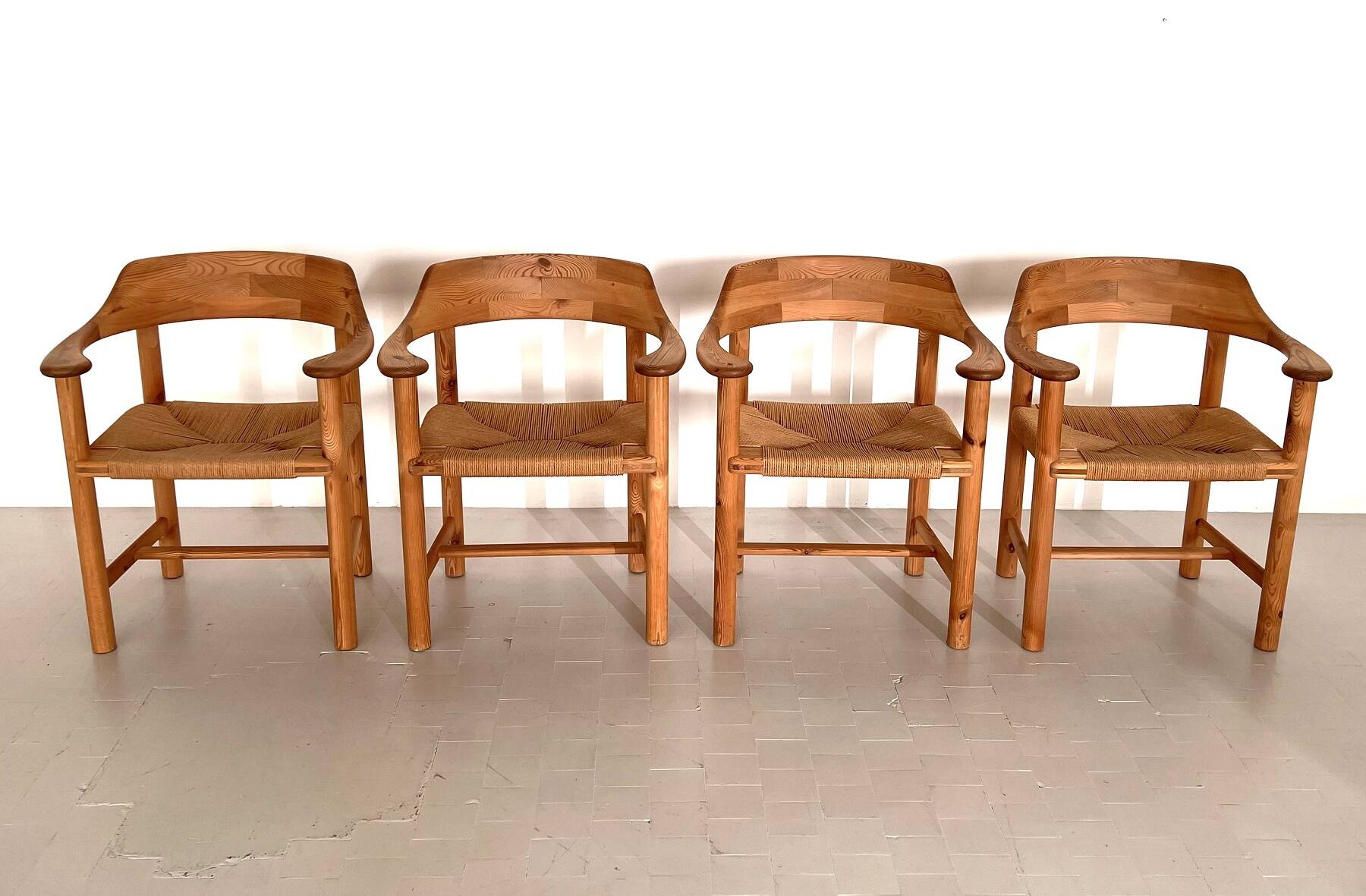 Rainer Daumiller Dining Chairs in Pine and Paper Cord, 1970s