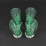 4 vintage green glass goblets on a stem – 1960s/70s