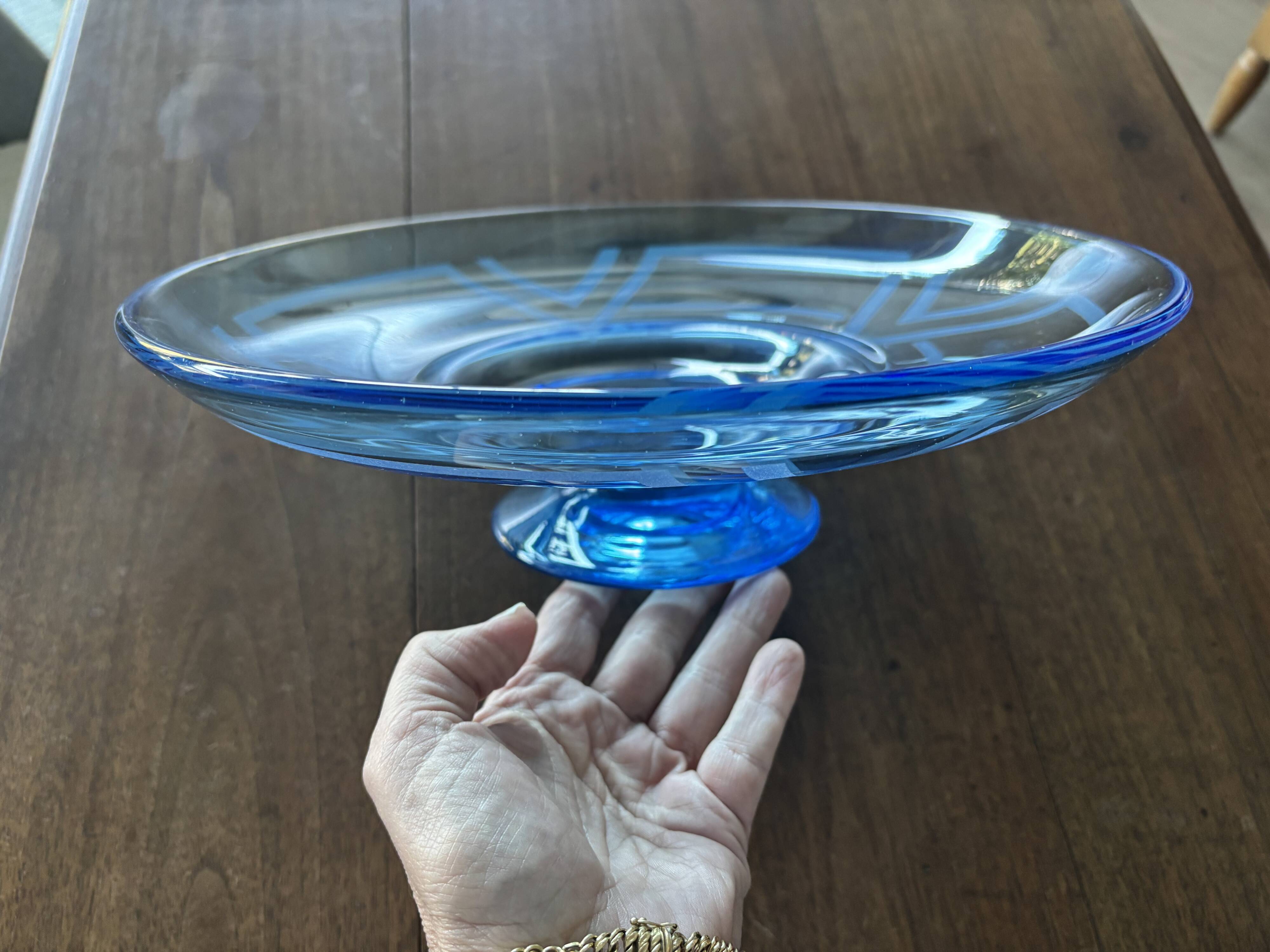 Beautiful large glass bowl signed André Delatte - Nancy