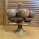 Rotating Display Stand 6 Egg Cups Olive Wood & Teak 1960s Vintage