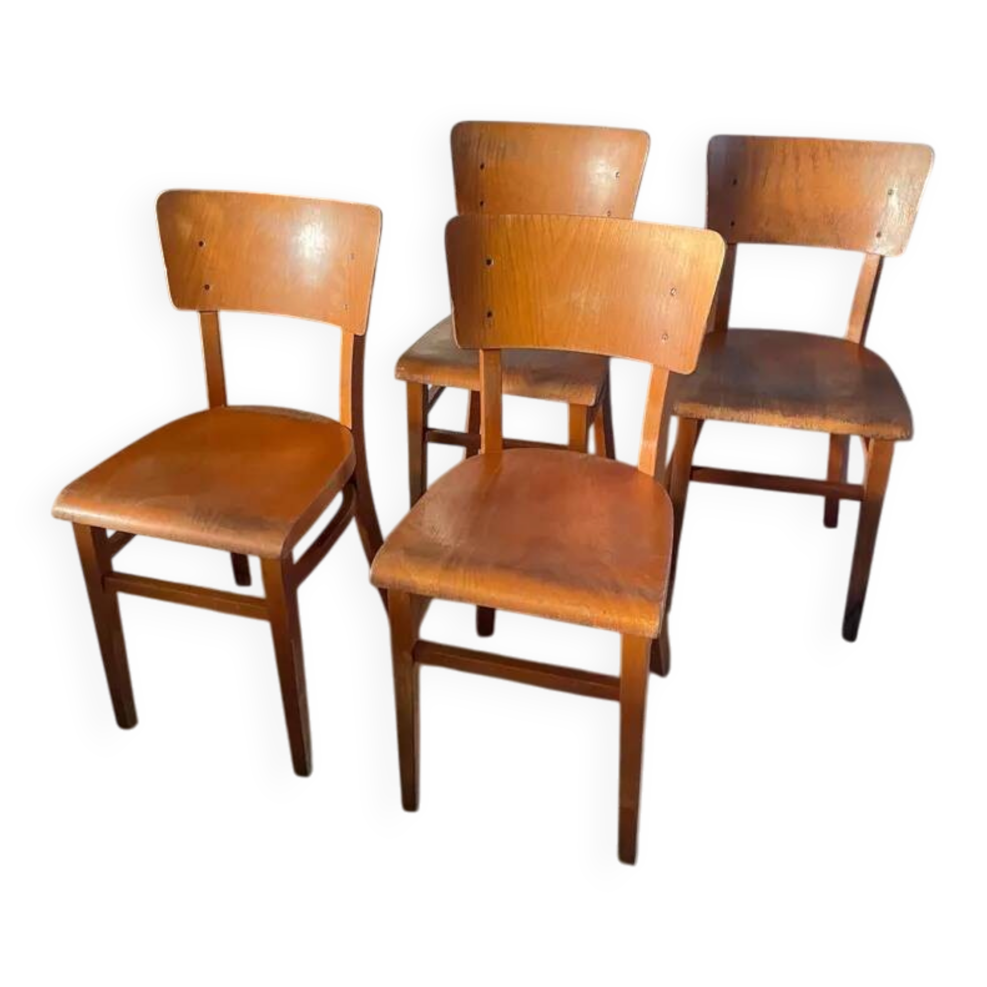 Set of 4 vintage Thonet chairs, vintage chair, dining chair - retro vintage bistro chair - signed Thonet