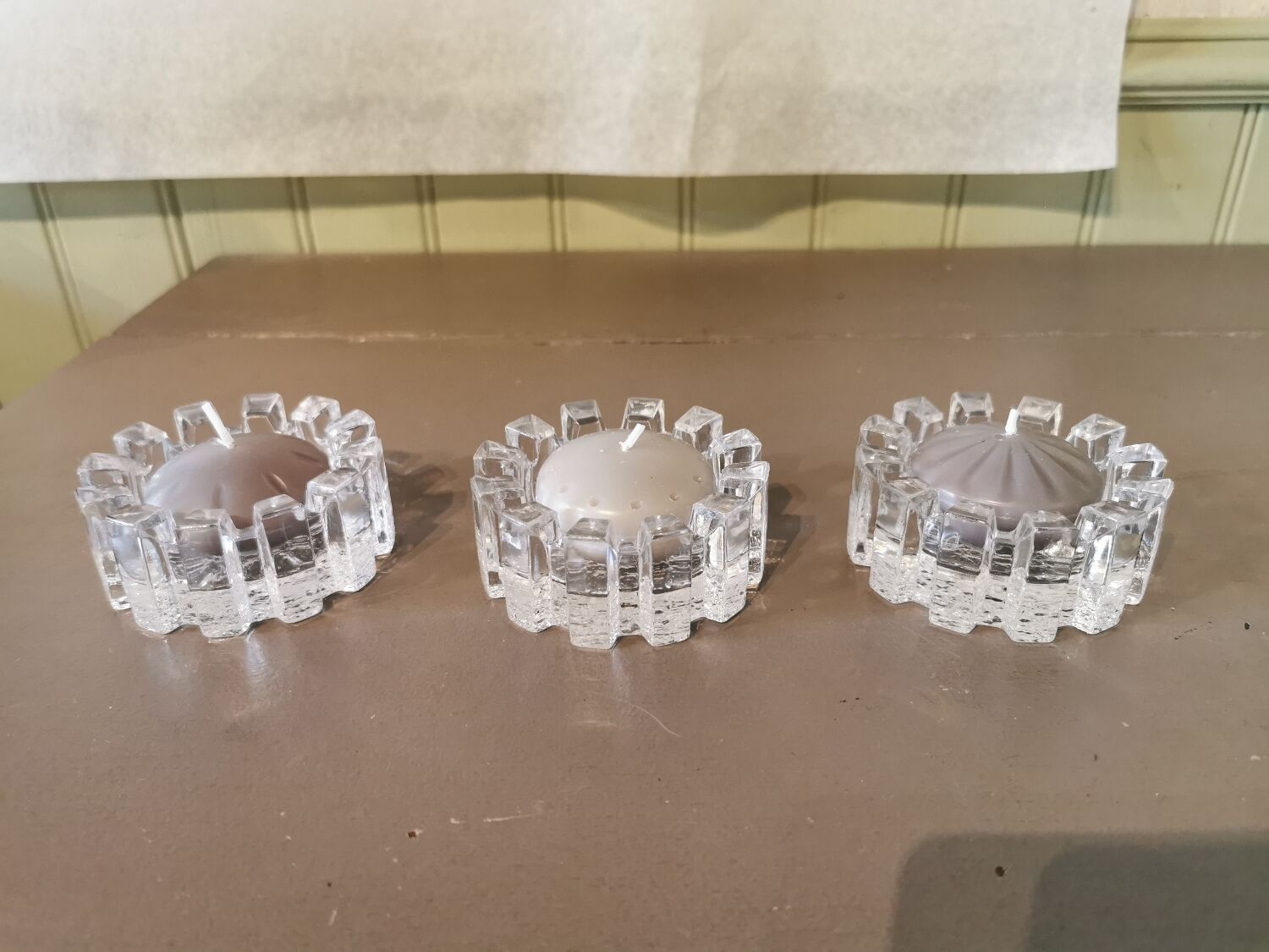 Trio of vintage crystal candlesticks