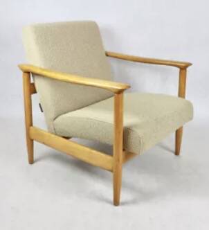 Beige tulle armchair, 1970s (gfm-142)
