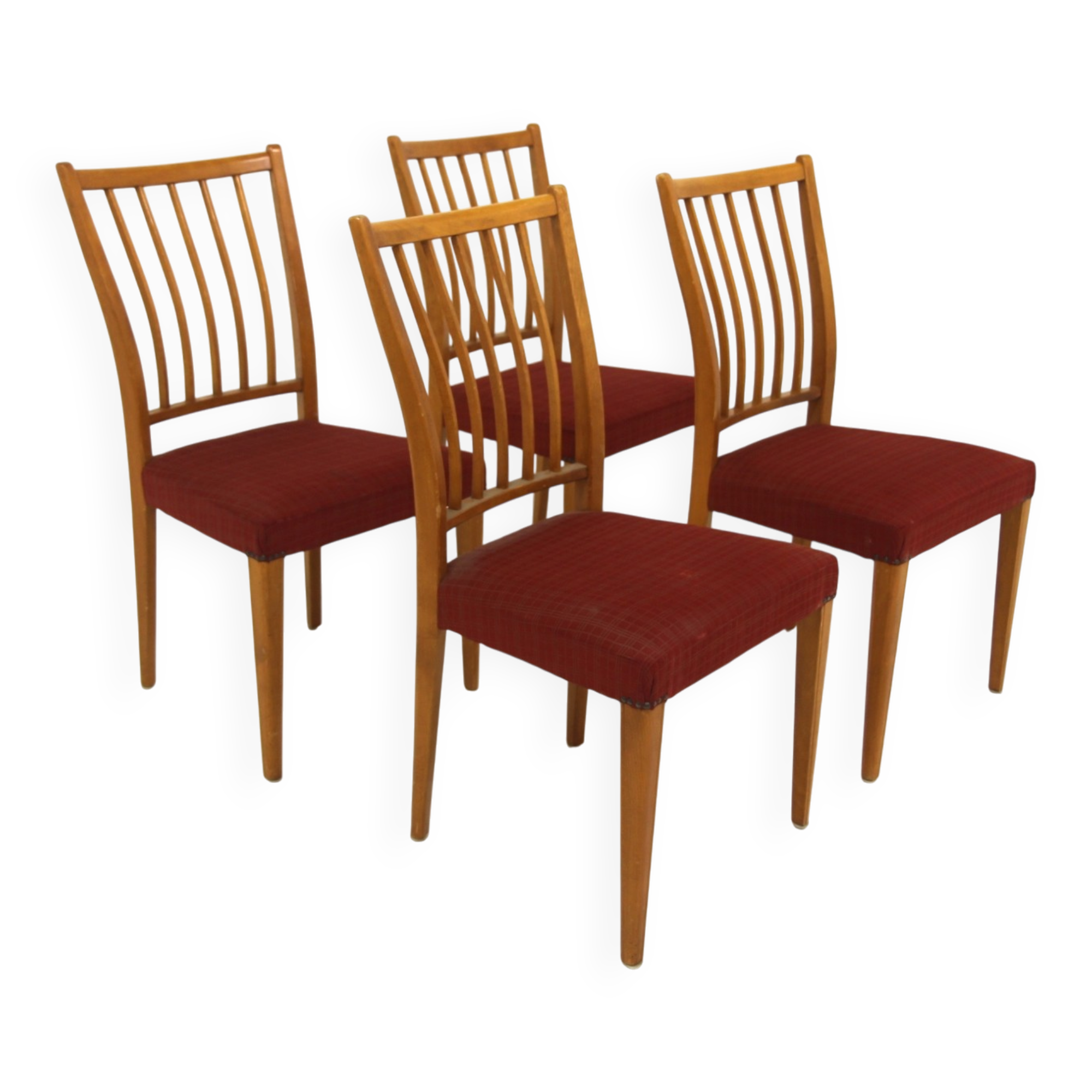 Set de 4 chaises scandinave en hêtre, Suède, 1960