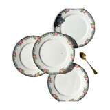 4 Digoin opaque porcelain plates with floral pattern "3984"