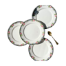 4  Assiettes en porcelaine opaque Digoin motif fleuris "3984"