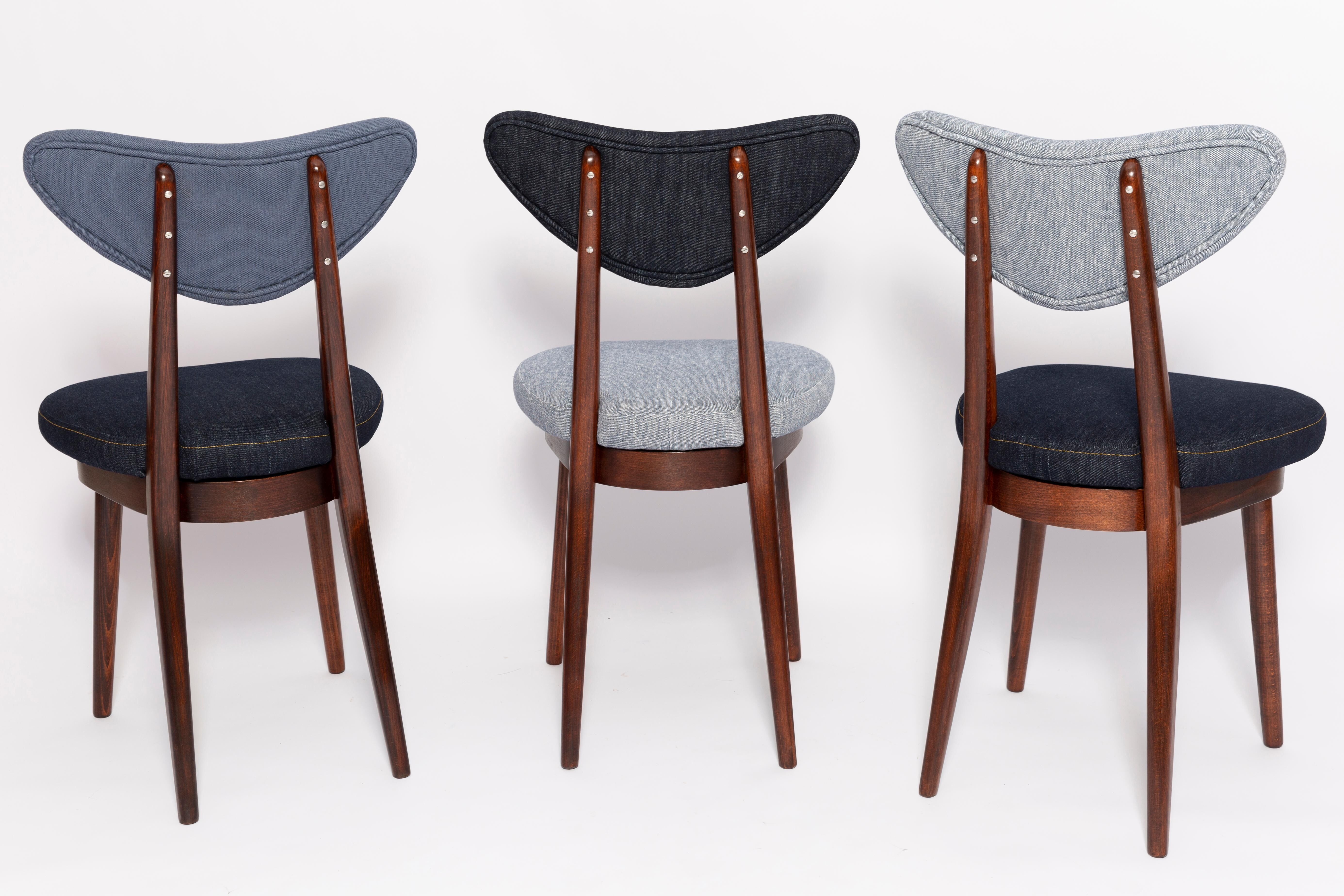 Heart-shaped chair in light and medium blue denim, Europe, 1960s