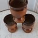 Trio of cups / mazagrans in artisanal pottery sandstone signed 70s