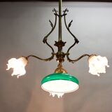 Bronze chandelier iwth 3 tulips and central cup
