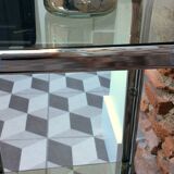 Table d'appoint en chrome et verre fumé