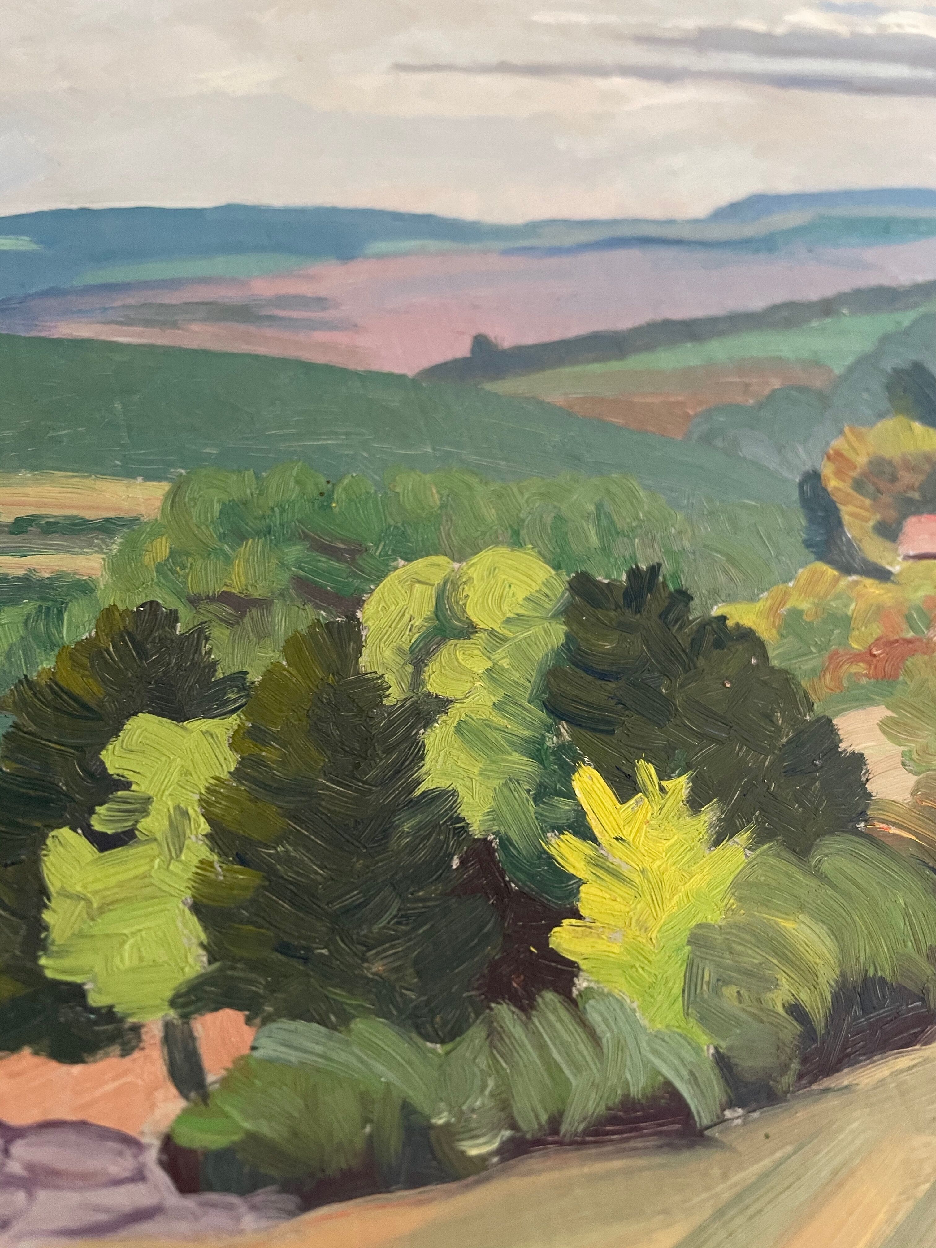 Painting oil landscape countryside 1942