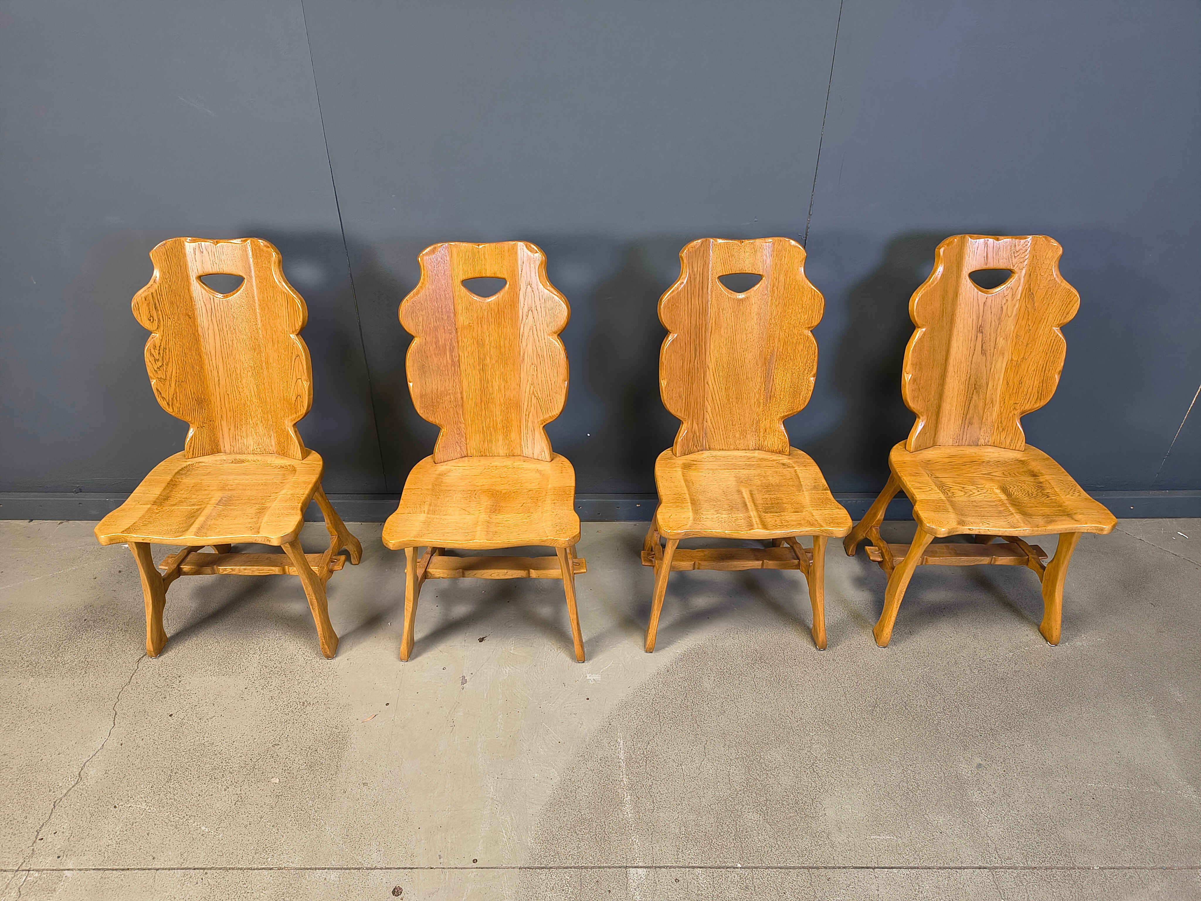 Vintage rustic dining chairs, set of 4 - 1960s