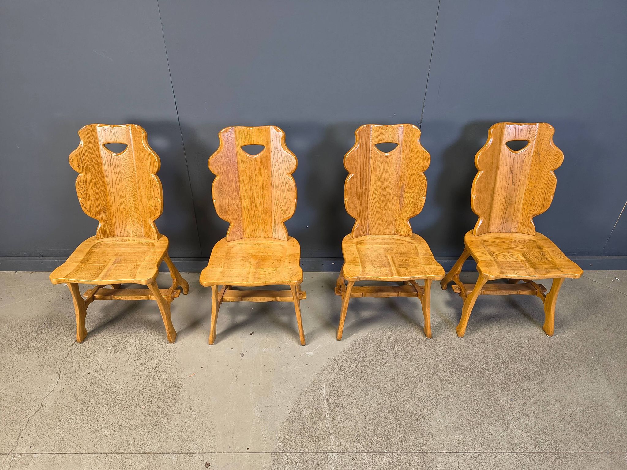 Vintage rustic dining chairs, set of 4 - 1960s
