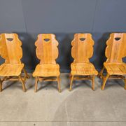 Vintage rustic dining chairs, set of 4 - 1960s