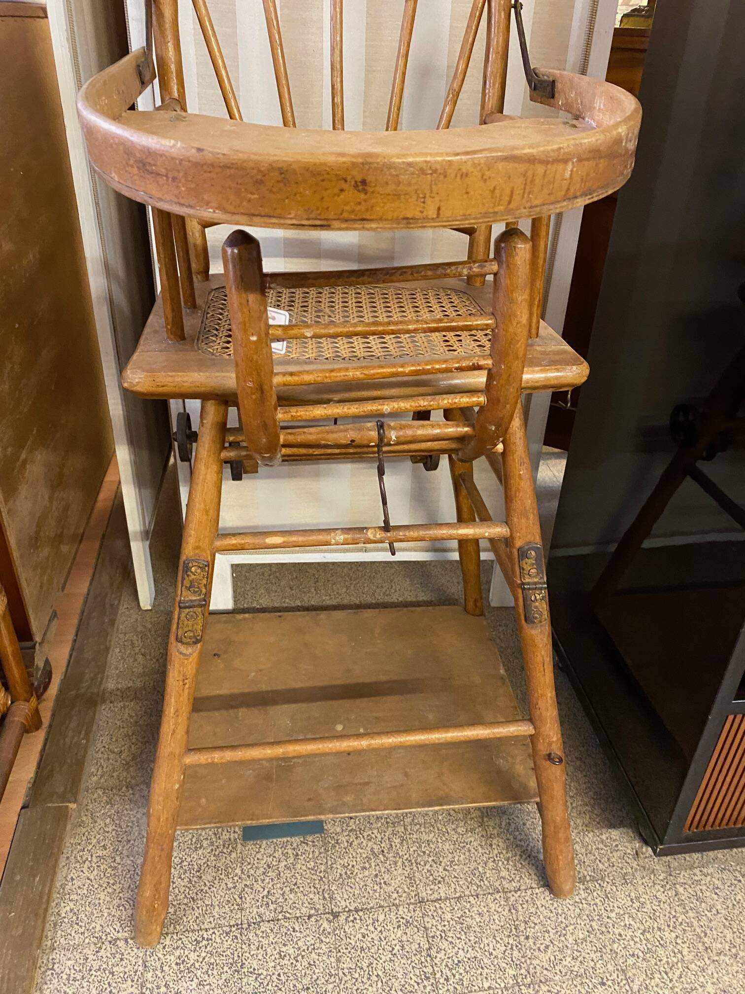 Baby high chair early 20th century thonet style curved wood and cane et you