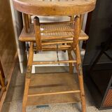 Baby high chair early 20th century thonet style curved wood and cane et you