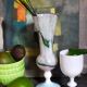 Vase on foot in opaline and vintage blown glass 30 cm