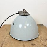 Industrial Grey Enamel Factory Lamp with Cast Iron Top from Zaos, 1960