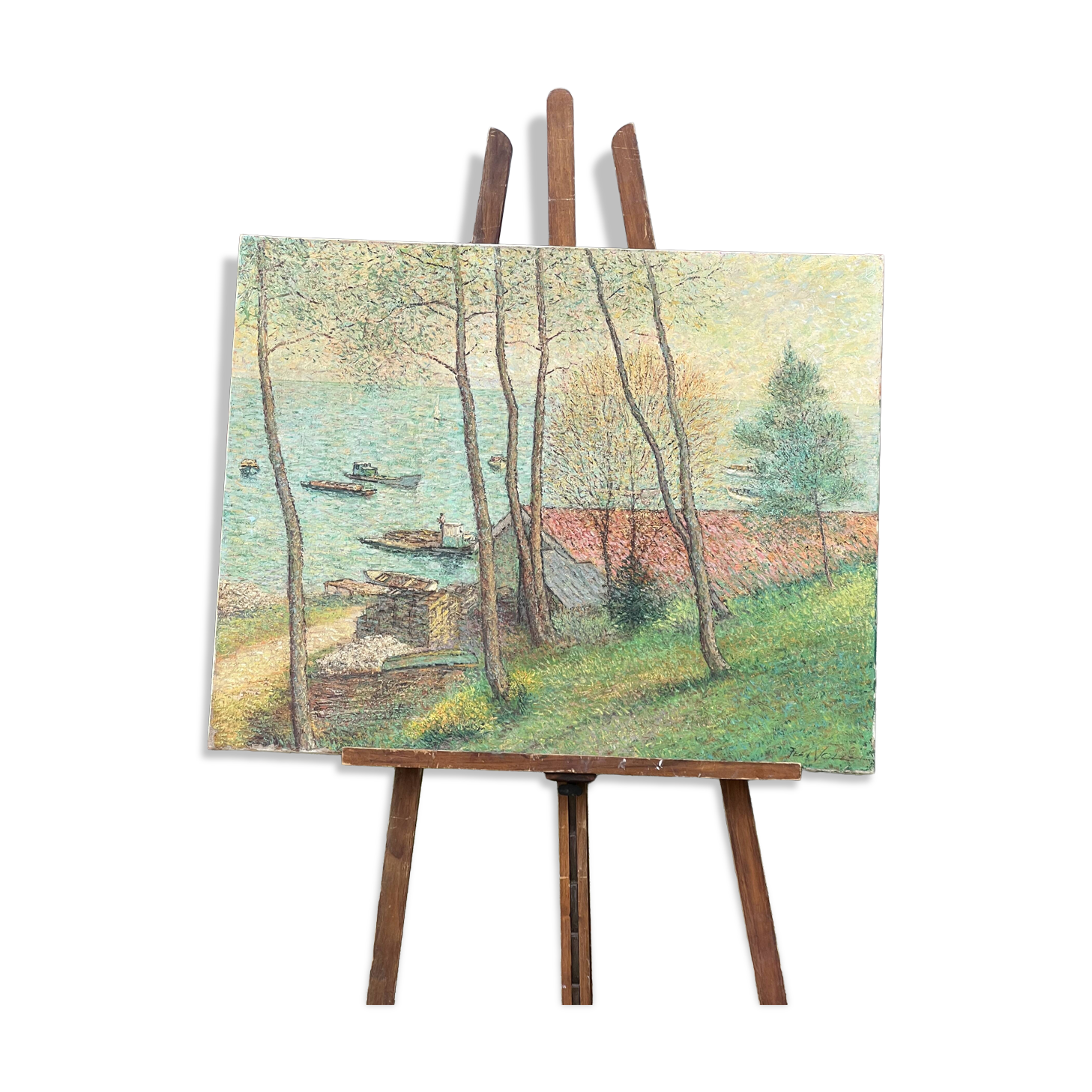 Jean vollet (1935-2015) arcachon bay. claouey. oil on canvas 73 x 92cm