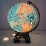 Globe terrestre, mappemonde Taride en verre et marbre, 1976