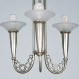 Art Deco chandelier circa 1930 in metal and glass