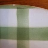 Large round vintage serving platter Vichy green check pattern