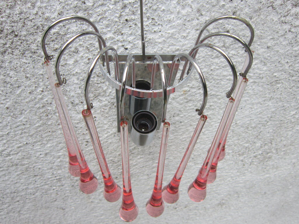 Pair of wall lamps spider drops pink Murano